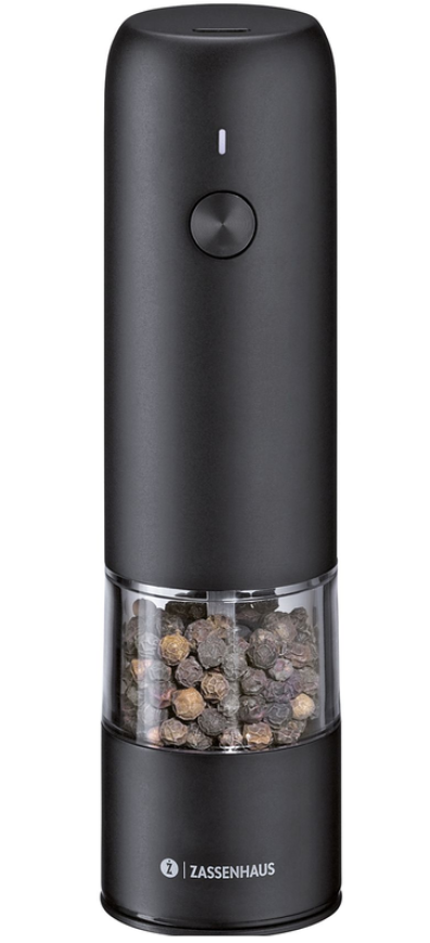 Pfeffermühle KÖLN USB elektrisch 14 cm schwarz +30g TELLICHERRY